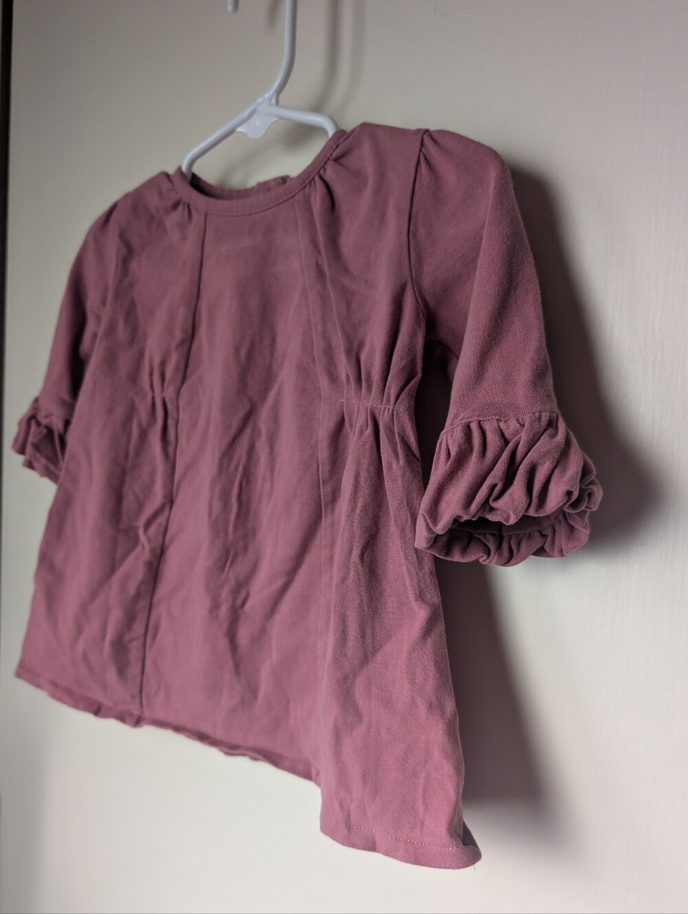 Dusty Rose Long Ruffle Sleeve Tee 6-9m